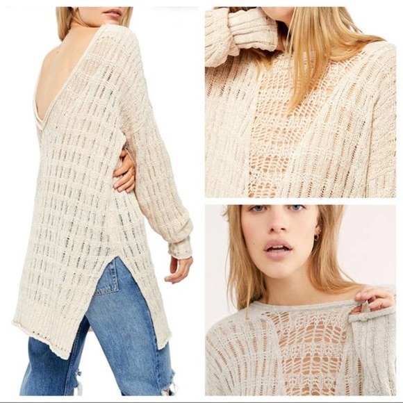Free People Pretty in Pointelle Tunic Sweater NWOT XS - Picture 2 of 15